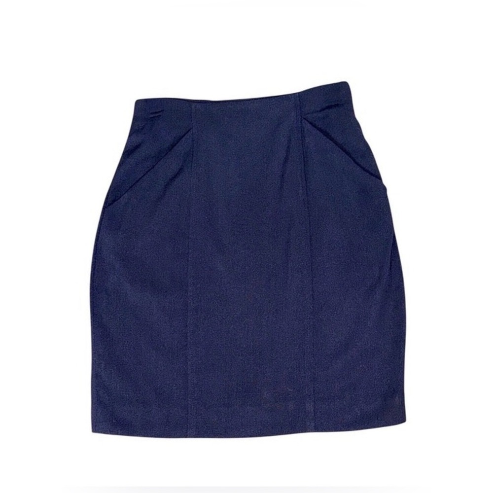 DANA BUCHMAN 90% Wool Blend Navy Mini Skirt Deep Pockets | Women's 6